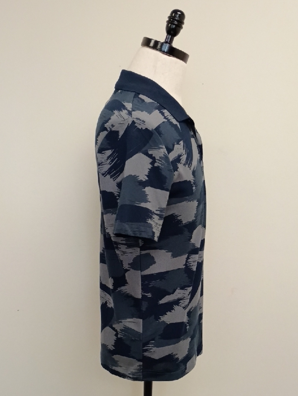 A|X Armani Exchange Camo Polo Shirt Navy Gray Logo Short Sleeve Size Small - Picture 2 of 10